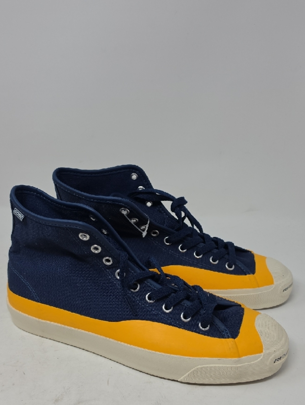Converse High Top Sneakers Navy Blue and Yellow Men 9.5 Women 11 - Picture 3 of 6